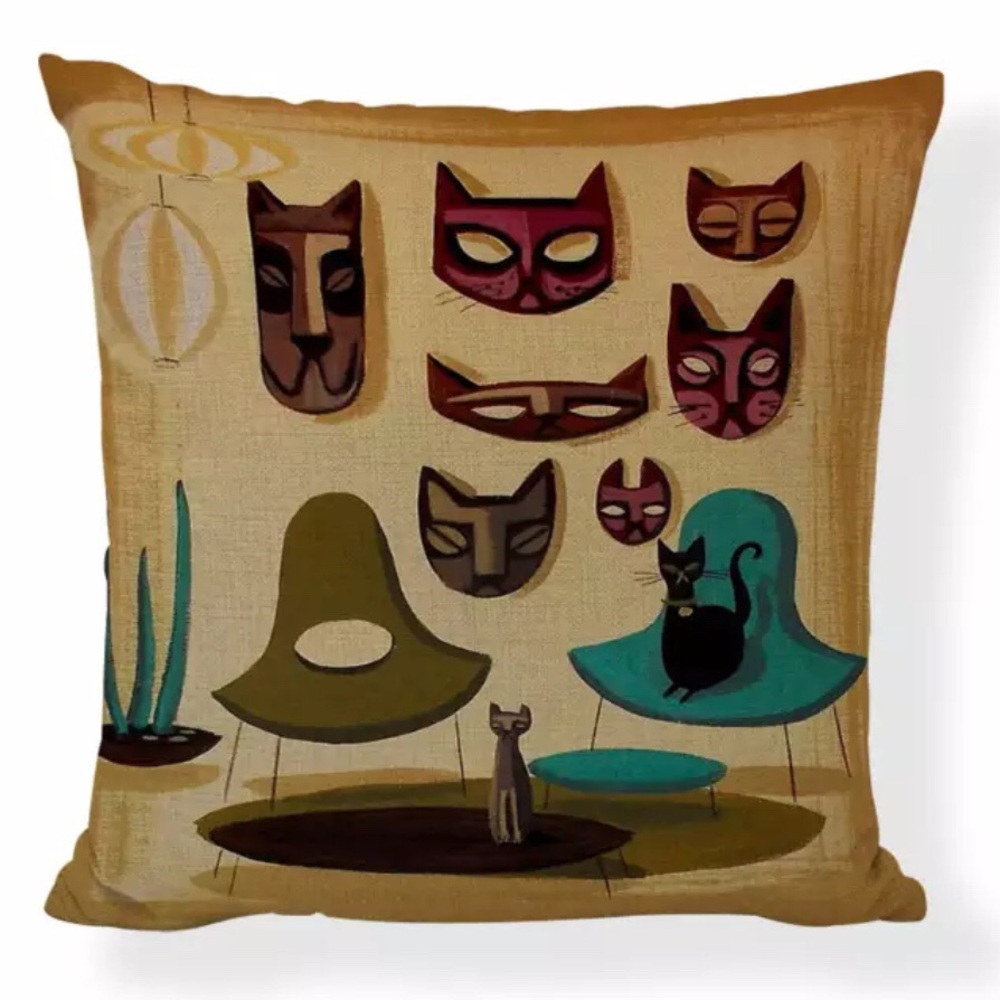 Kitschy TiKi Cat PILLOW COVER